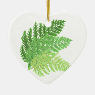 Elegantes grünes Aquarellenfarn-Waldland-Blätter Keramikornament