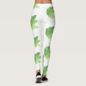 Elegantes grünes Aquarellenfarn-Waldland-Blätter Leggings (Rückseite)