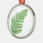 Elegantes grünes Aquarellenfarn-Waldland-Blätter Ornament Aus Metall (Links)