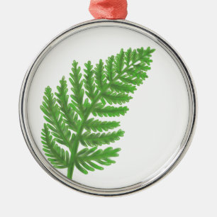 Elegantes grünes Aquarellenfarn-Waldland-Blätter Ornament Aus Metall