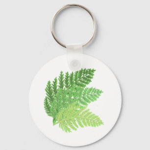 Elegantes grünes Aquarellenfarn-Waldland-Blätter Schlüsselanhänger