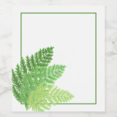 Elegantes grünes Aquarellenfarn-Waldland-Blätter Weinetikett (Einzelnes Label)