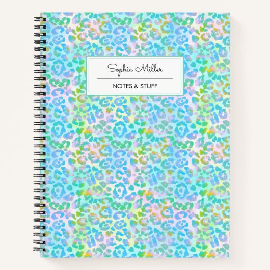 Elegantes Grünes Aquarellfarben-Leopard-Monogramm Notizblock (Vorderseite)