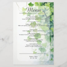 Elegantes grünes Blatt Hochzeitsmenü