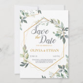 Elegantes grünes Blätter Hochzeitsvorlage Einladung (Vorderseite)