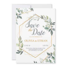 Elegantes grünes Blätter Hochzeitsvorlage