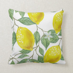 Elegantes grünes Blätter und gelbes Zitronenpfeife Kissen