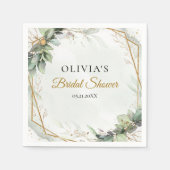 Elegantes grünes Blattwerk Imitate Gold Brautparty Serviette (Vorderseite)