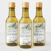 Elegantes grünes Blattwerk Imitate Gold Brautparty Weinetikett (Flaschen)