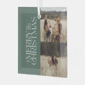 Elegantes grünes Blattwerk, modernes minimales Fot Ornament Aus Glas (Vorderseite links)