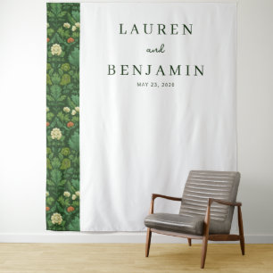 Elegantes grünes Blumen-Hochzeitsbanner Wandteppich