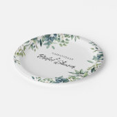 Elegantes Grünes BlumenblätterBrautparty Pappteller (Schrägansicht)