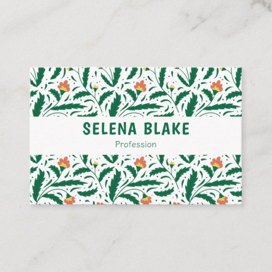 Elegantes Grünes Blumendesign | Chic & Modern Visitenkarte (Vorderseite)