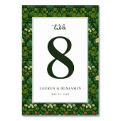 Elegantes grünes Blumendesign Tischnummer (Rückseite)