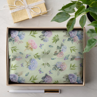 Elegantes grünes Blumenmuster mit rosa blauen Hort Seidenpapier