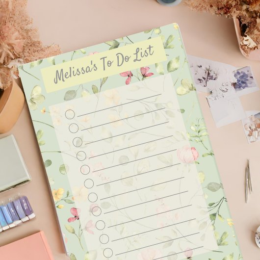 Elegantes Grünes Blumenmuster Personalisiert Post-it Klebezettel
