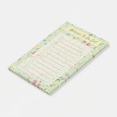 Elegantes Grünes Blumenmuster Personalisiert Post-it Klebezettel (angewinkelt)