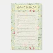 Elegantes Grünes Blumenmuster Personalisiert Post-it Klebezettel (Vorderseite)