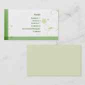 Elegantes grünes Blumenmuster Visitenkarte (Vorne/Hinten)