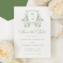 Elegantes grünes Blumenwappen zur Hochzeit