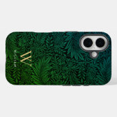 Elegantes grünes Boho-Botanik-Muster-Monogramm Case-Mate iPhone Hülle (Rückseite (Horizontal))