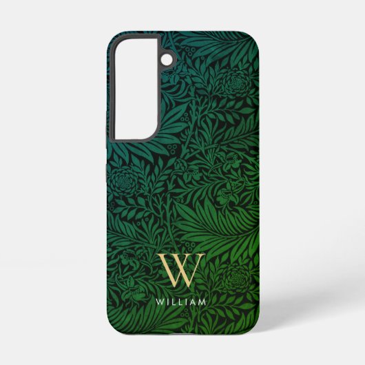 Elegantes grünes Boho-Botanik-Muster-Monogramm Samsung Galaxy Hülle (Rückseite)