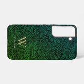Elegantes grünes Boho-Botanik-Muster-Monogramm Samsung Galaxy Hülle (Rückseite (Horizontal))
