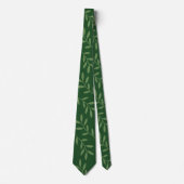 Elegantes grünes botanisches Blätter-Muster Herren Krawatte (Vorderseite)