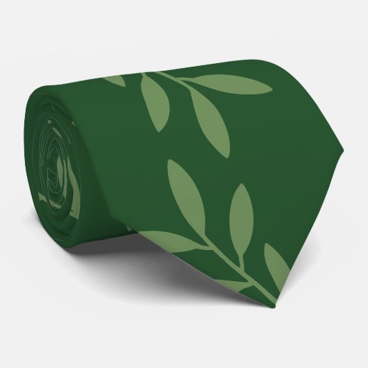 Elegantes grünes botanisches Blätter-Muster Herren Krawatte (Gerollt)