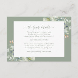 Elegantes, grünes, botanisches Detail Begleitkarte