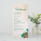 Elegantes grünes botanisches Hochzeitsprogramm (Stehend Vorderseite)