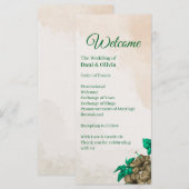 Elegantes grünes botanisches Hochzeitsprogramm (Vorne/Hinten)