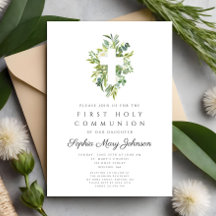 Elegantes grünes botanisches Kreuz Erste Kommune