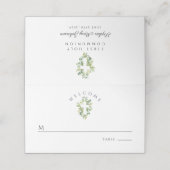 Elegantes grünes botanisches Kreuz Erste Kommune Platzkarte (Außenseite Aufgefaltet)