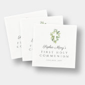 Elegantes grünes botanisches Kreuz Erste Kommune Serviette