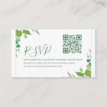 Elegantes grünes botanisches modernes QR-Code-RSVP