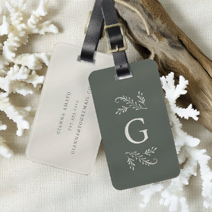 Elegantes grünes Botanisches Monogramm Gepäckanhänger