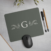 Elegantes grünes Botanisches Monogramm Mousepad
