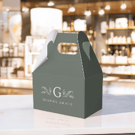 Elegantes grünes Botanisches Monogramm und Name de Geschenkschachtel