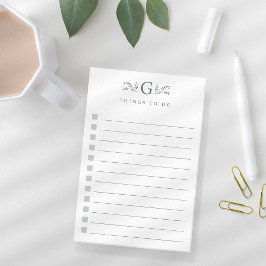 Elegantes grünes botanisches Monogramm zur Aufgabe Post-it Klebezettel