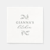 Elegantes grünes botanisches Personalisiert Serviette (Vorderseite)