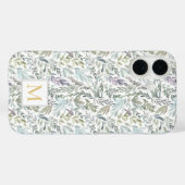 Elegantes grünes botanisches Wasserfarben-Monogram Case-Mate iPhone Hülle (Rückseite (Horizontal))