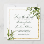 Elegantes grünes Botanisches Weinberggold Save the Einladung (Vorderseite)