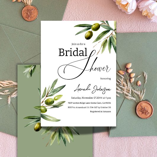 Elegantes Grünes Brautparty Einladung