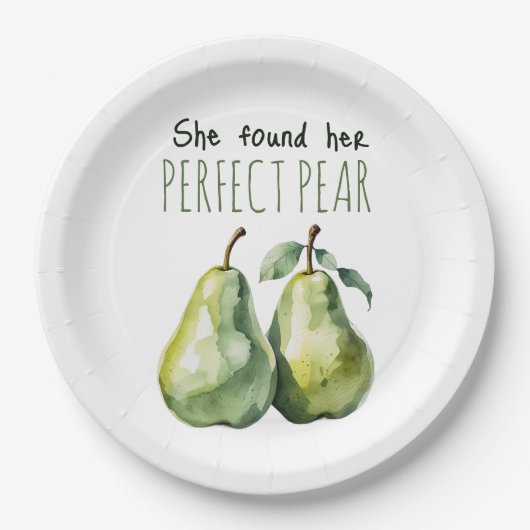 Elegantes grünes Brunch Perfect Pear Brautparty Pappteller (Vorderseite)