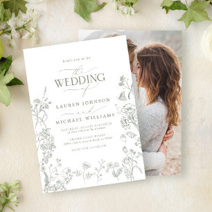 Elegantes grünes Chinoiserie Blumenzwiebeln Foto H Einladung