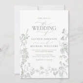 Elegantes grünes Chinoiserie Blumenzwiebeln Foto H Einladung (Vorderseite)