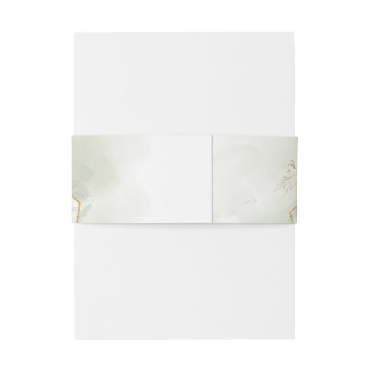 Elegantes grünes Eukalyptus-Gold aus weißen Rosen Einladungsbanderole (Rückseitenbeispiel)