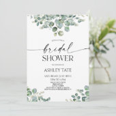Elegantes grünes Eukalyptus-Pflanze-Brautparty Einladung (Stehend Vorderseite)