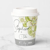 Elegantes grünes Floral Pappbecher (Rückseite)